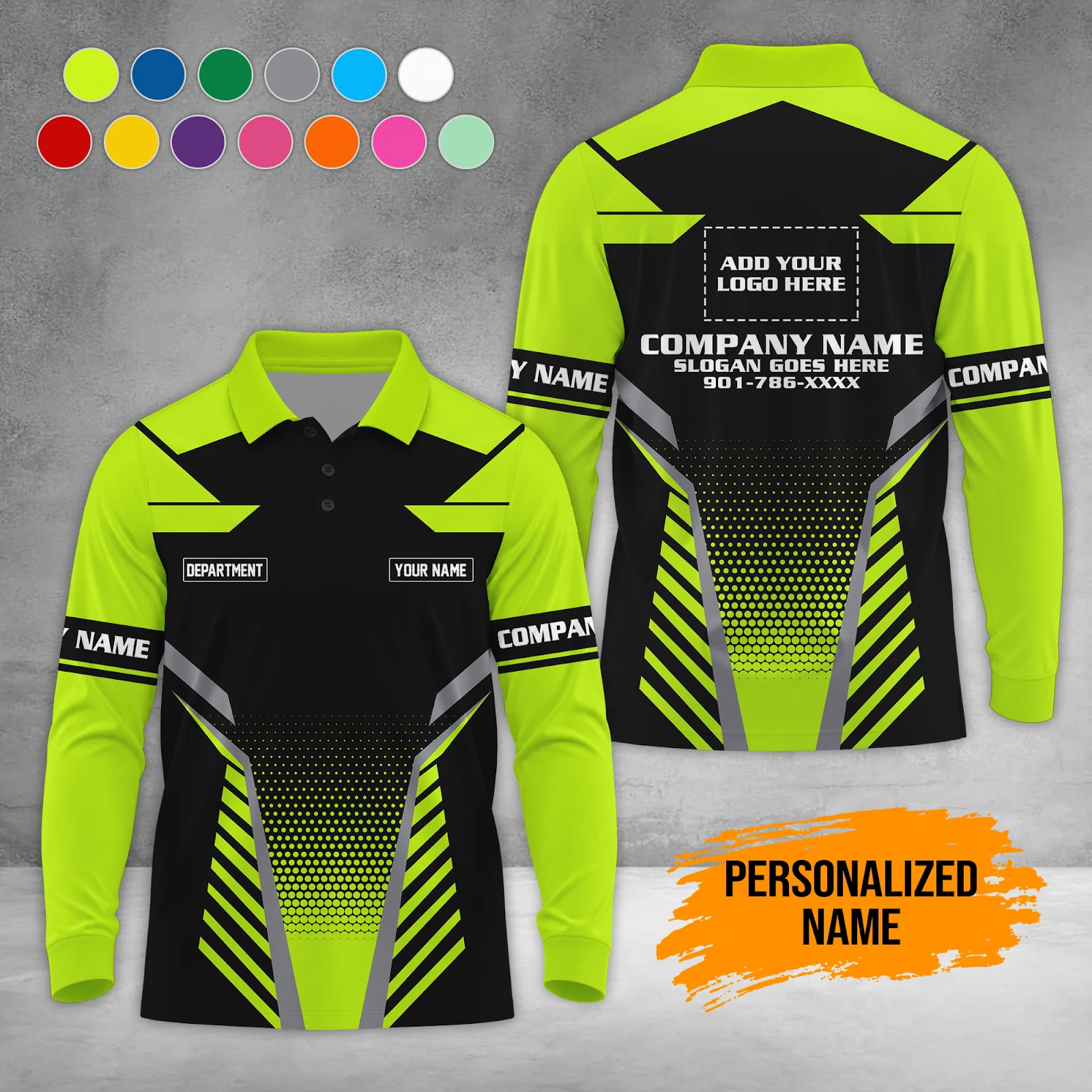 Personalized Name Custom Work Shirt for Mechanics, Electricians & HVAC Polo Sleeve Shirt DA831