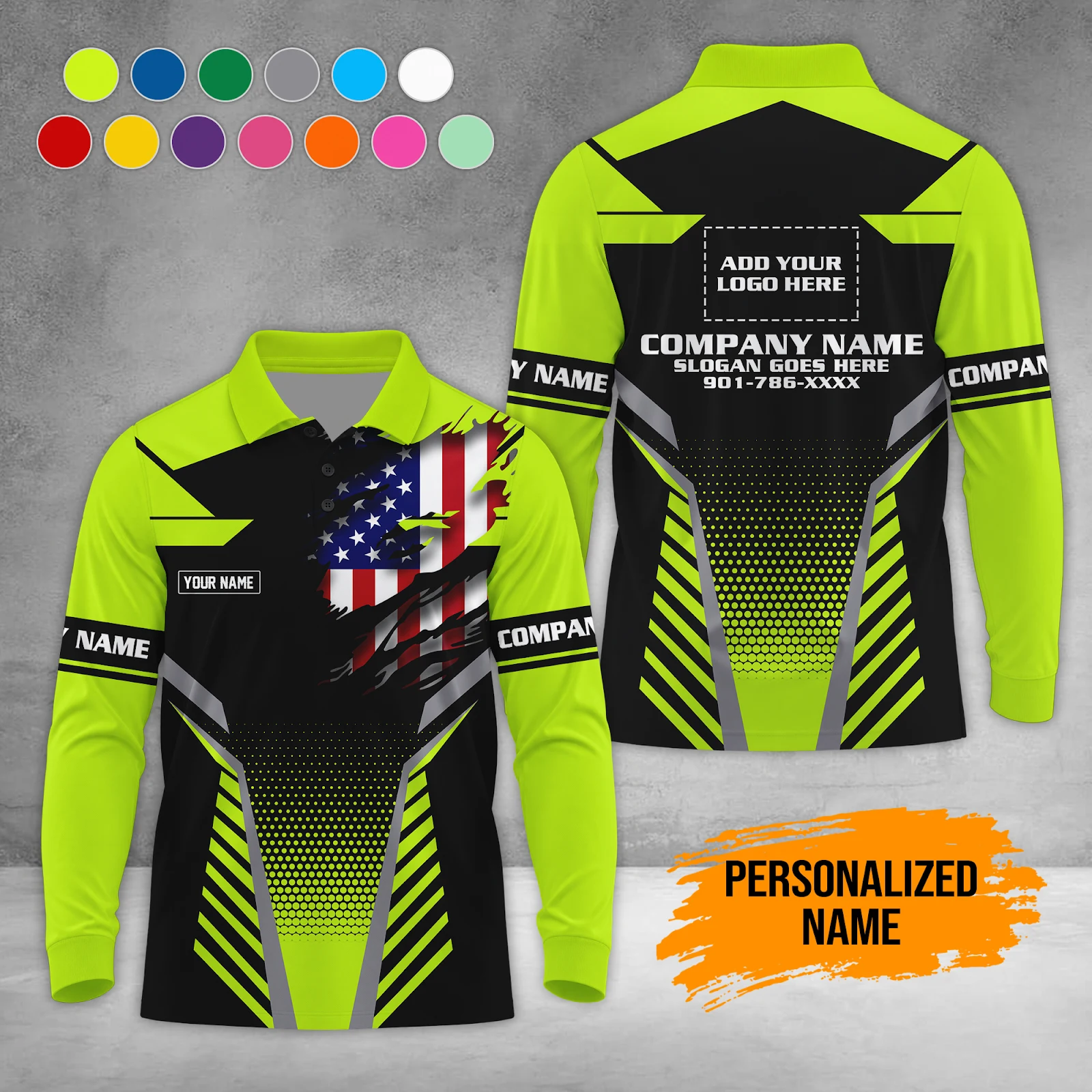 Personalized Name Custom Work Shirt for Mechanics, Electricians & HVAC Polo Sleeve Shirt DA832