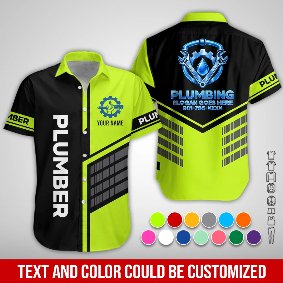 Custom Plumbing Work Shirt – Personalized Name, Logo & Hi-Vis Colors PL290