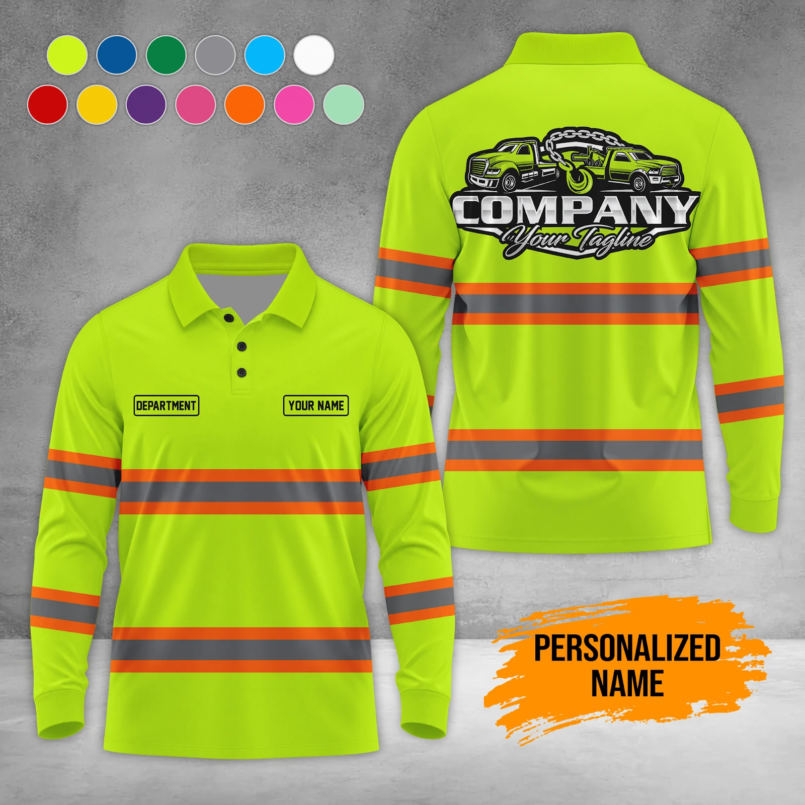 Personalized Name Tow Truck Waffle Sweatshirts DA849