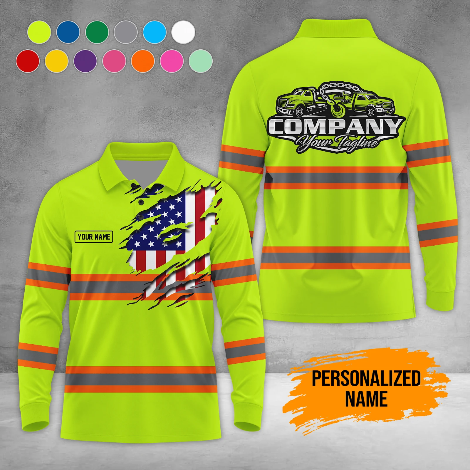 Personalized Name Tow Truck Waffle Sweatshirts DA850