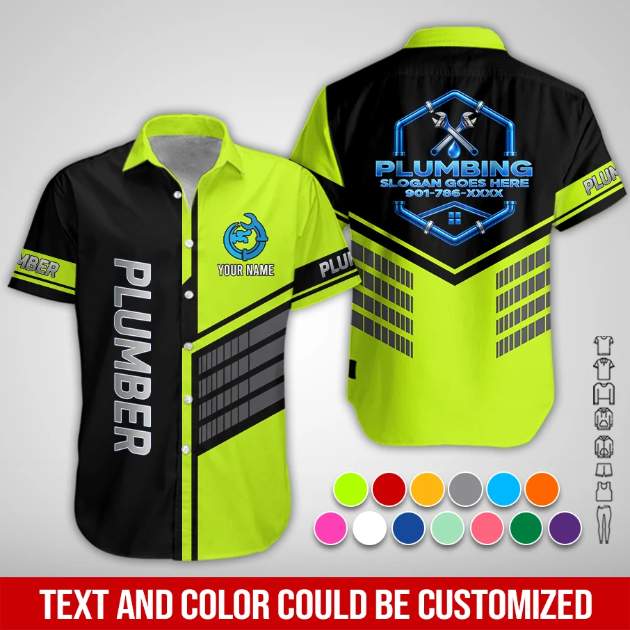 Custom Plumbing Work Shirt – Personalized Name, Logo & Hi-Vis PM340