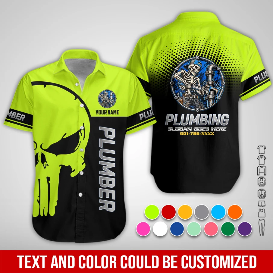 Custom Plumbing Work Shirt – Personalized Name, Logo & Hi-Vis Colors PM341