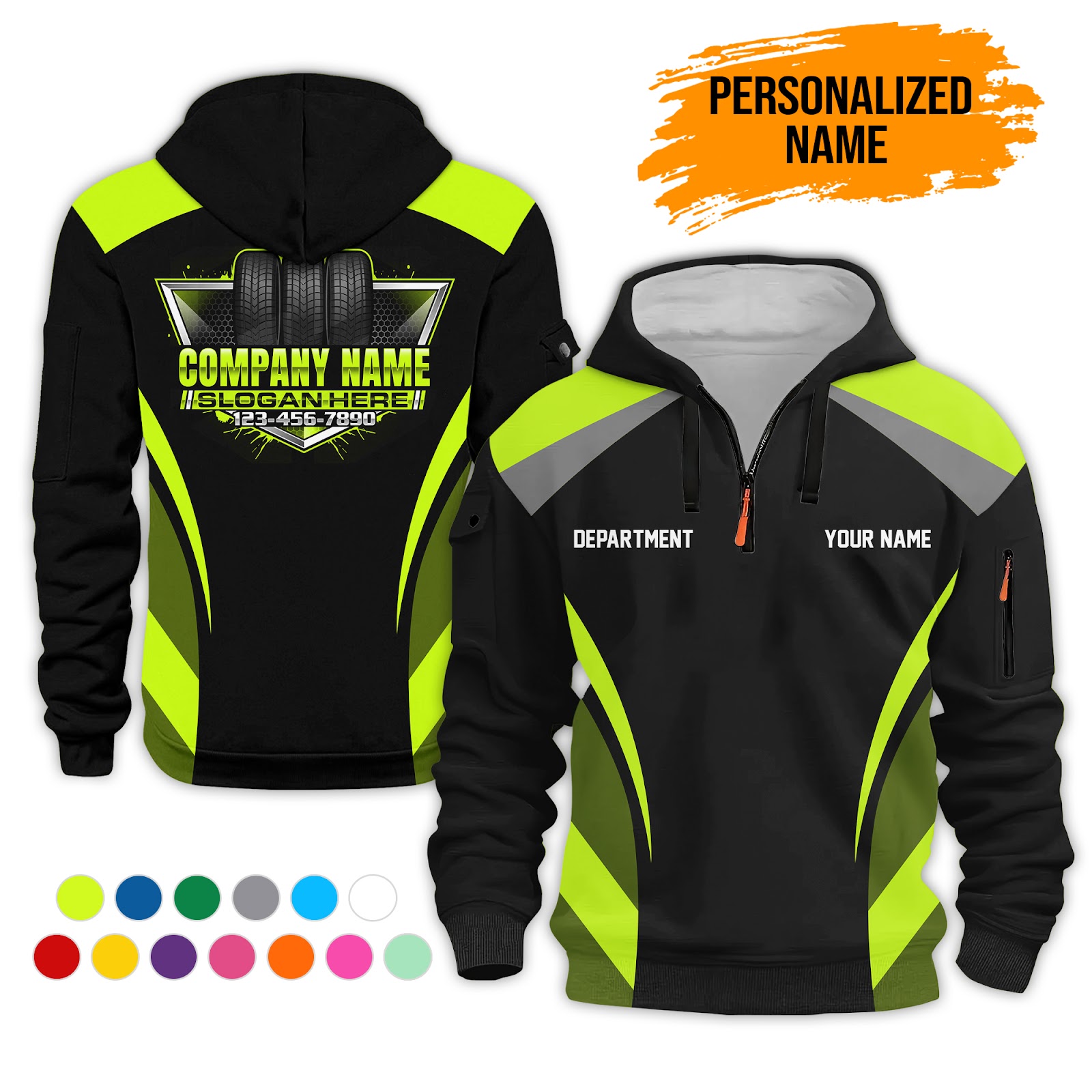 Custom Tire Service Shop 3D Printed Quarter Zip