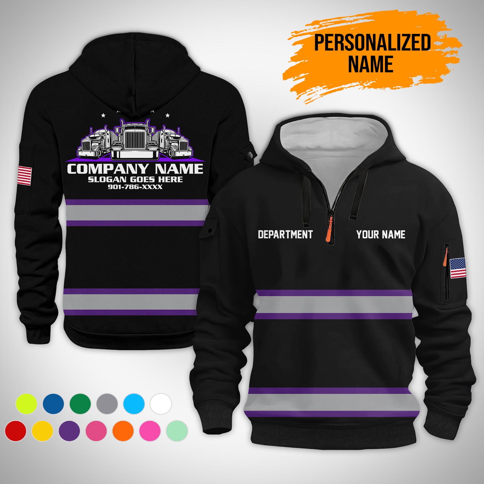 6075555-personalized-name-trucking-3d-printed-quarter-zip-hoodie-gl114-13.jpg Custom Trucking 3D Printed Quarter Zip Hoodie - photo 13