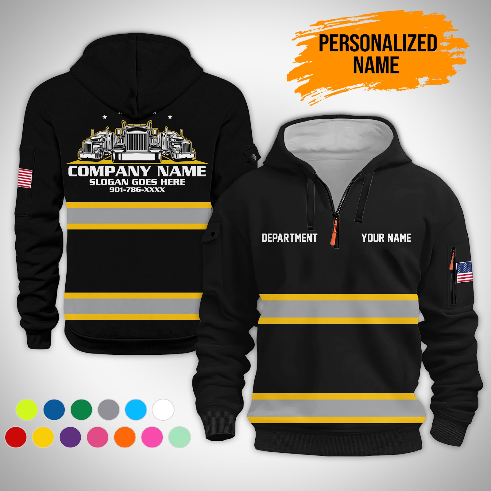 6075555-personalized-name-trucking-3d-printed-quarter-zip-hoodie-gl114-3.jpg Custom Trucking 3D Printed Quarter Zip Hoodie - photo 3