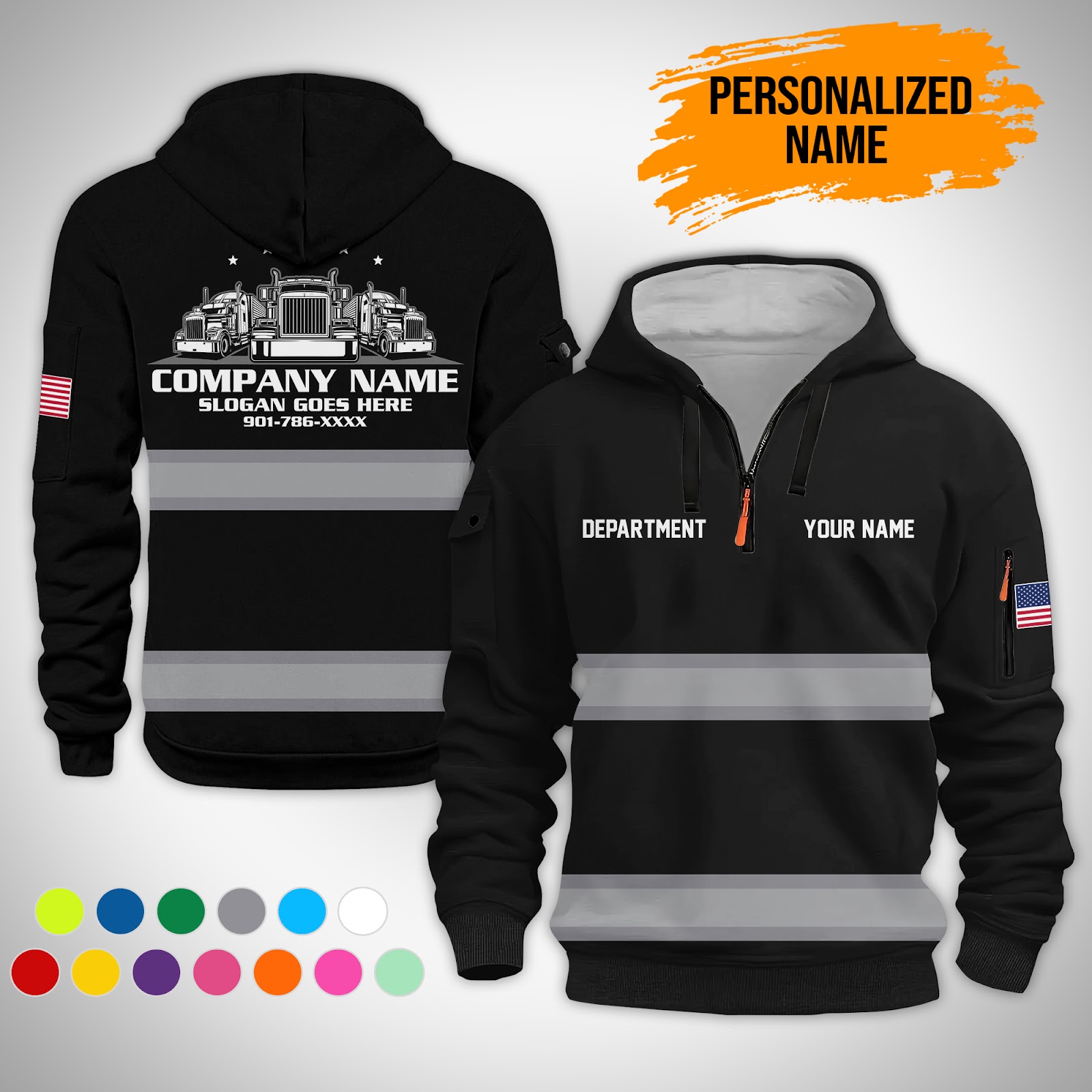 6075555-personalized-name-trucking-3d-printed-quarter-zip-hoodie-gl114-4.jpg Custom Trucking 3D Printed Quarter Zip Hoodie - photo 4
