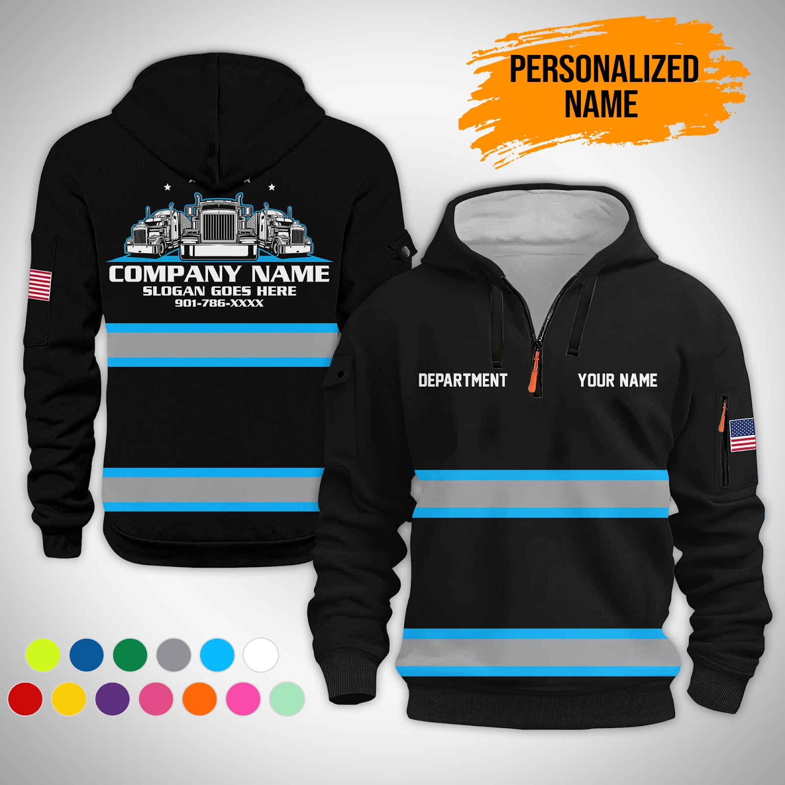 6075555-personalized-name-trucking-3d-printed-quarter-zip-hoodie-gl114-5.jpg Custom Trucking 3D Printed Quarter Zip Hoodie - photo 5