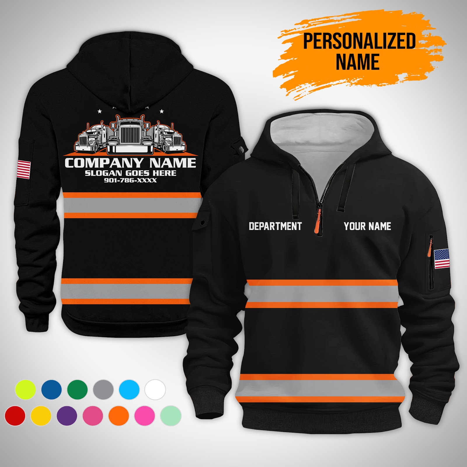 6075555-personalized-name-trucking-3d-printed-quarter-zip-hoodie-gl114-6.jpg Custom Trucking 3D Printed Quarter Zip Hoodie - photo 6