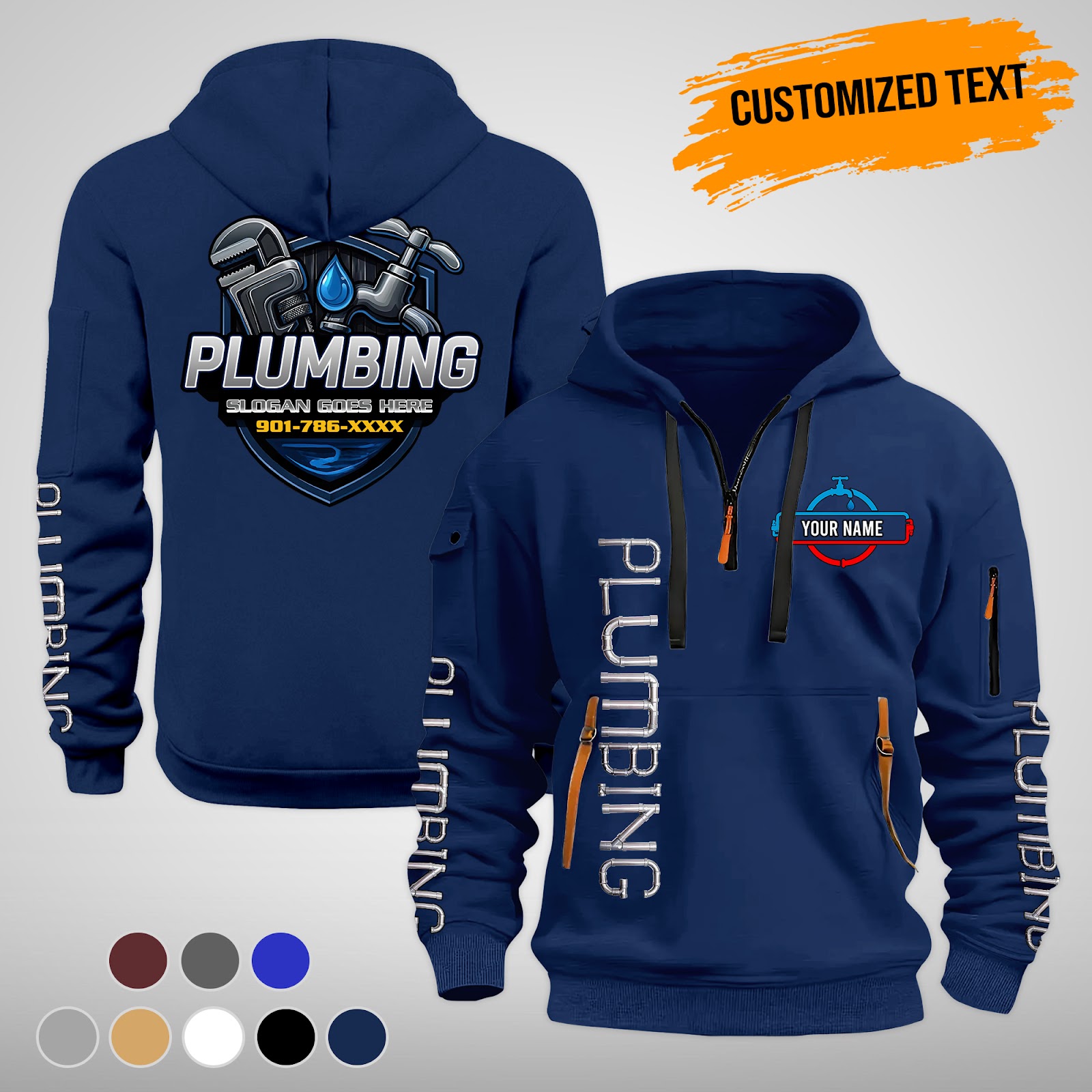 Custom Plumbing 2D Quarter Zip Hoodie