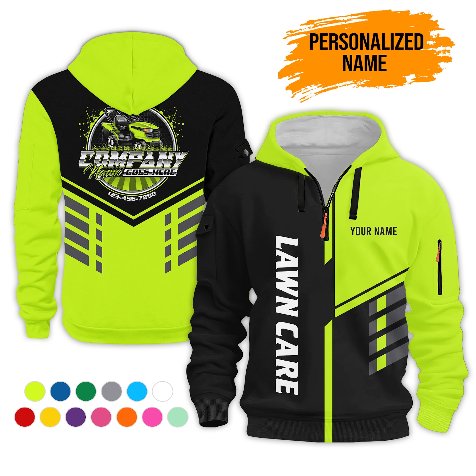 Custom Lawn Care 3D Quarter Zip Hoodie