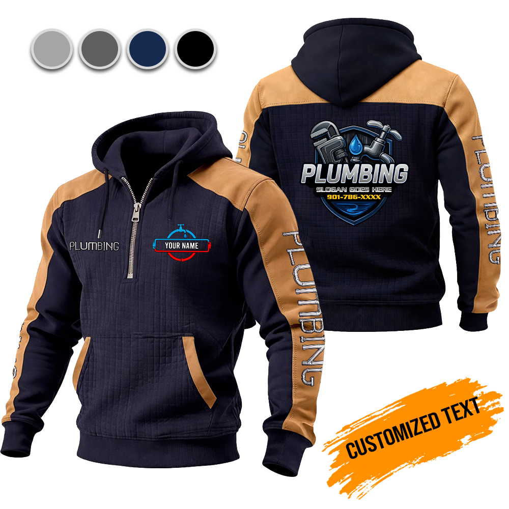 Custom Plumbing Checkered Zipper Hoodie