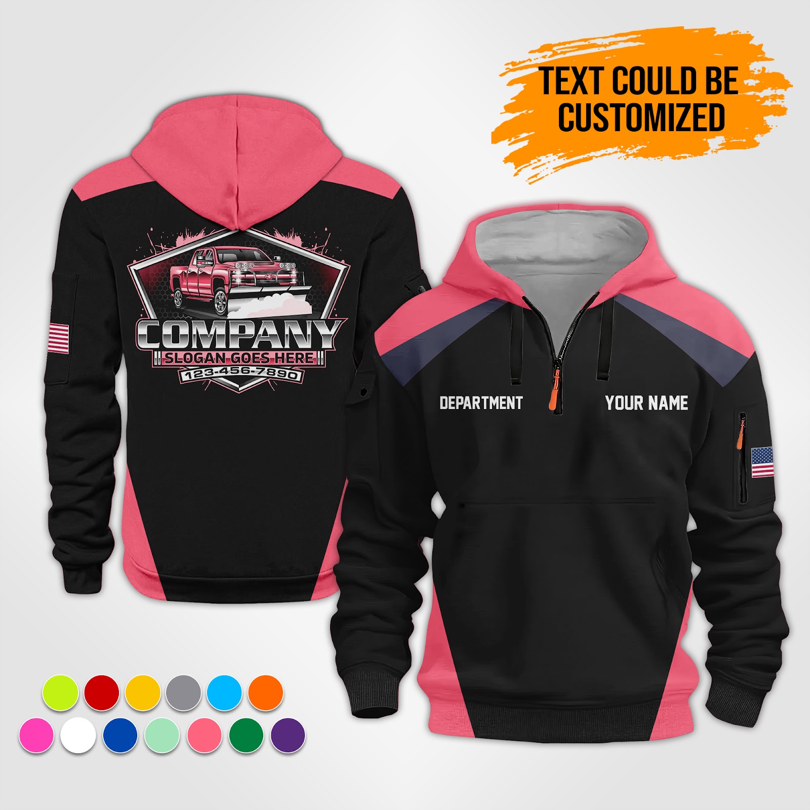 6079885-personalized-name-snow-plow-truck-service-3d-printed-quarter-zip-hoodie-op863-11.jpg Custom Snow Plow Truck Service 3D Printed Quarter - photo 11