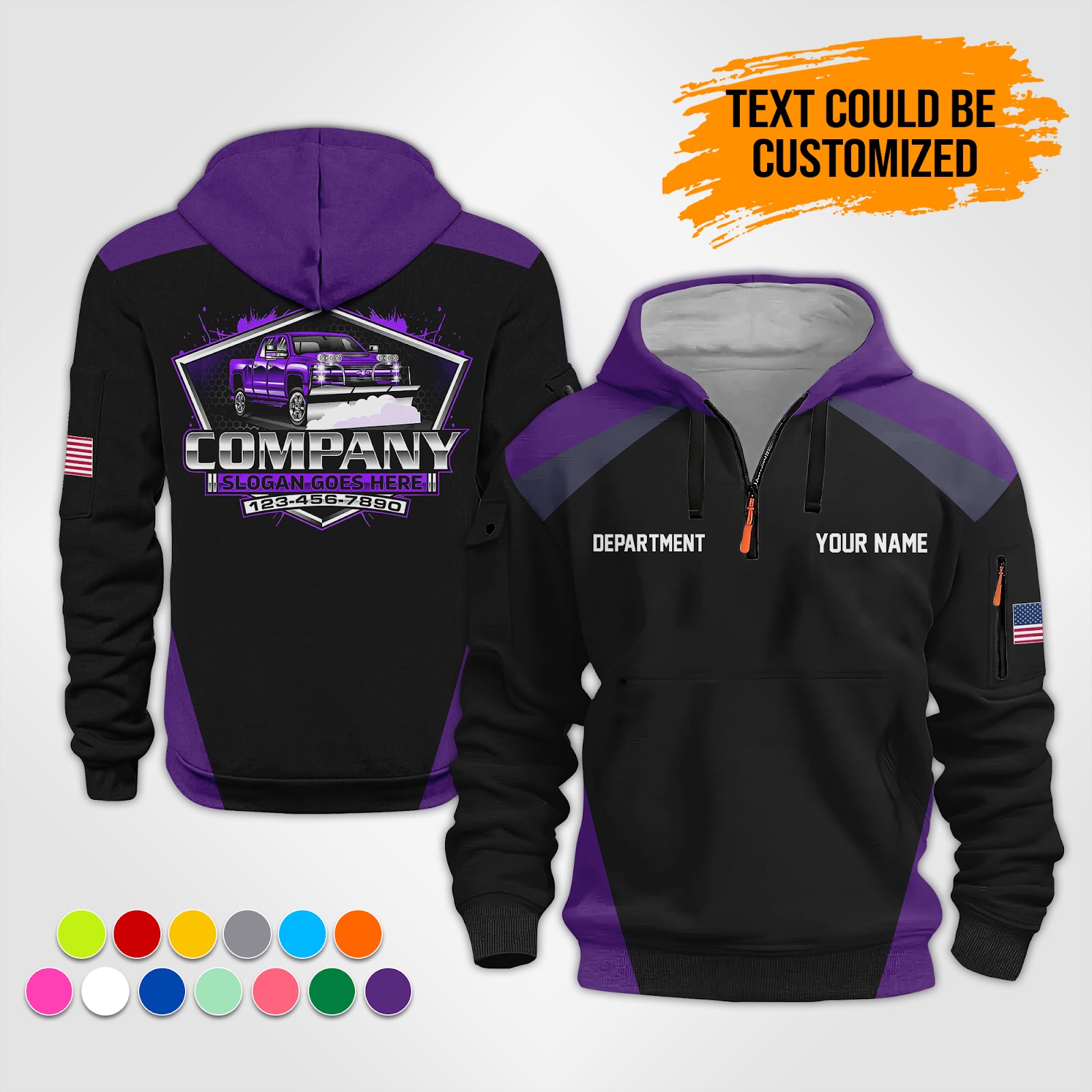 6079885-personalized-name-snow-plow-truck-service-3d-printed-quarter-zip-hoodie-op863-13.jpg Custom Snow Plow Truck Service 3D Printed Quarter - photo 13