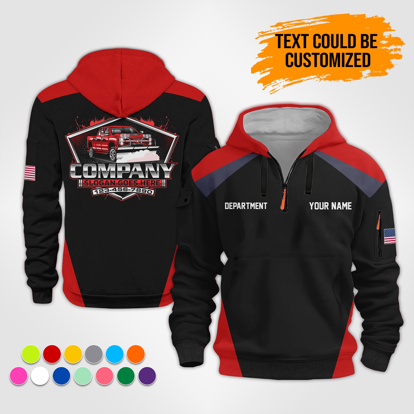 6079885-personalized-name-snow-plow-truck-service-3d-printed-quarter-zip-hoodie-op863-2.jpg Custom Snow Plow Truck Service 3D Printed Quarter - photo 2