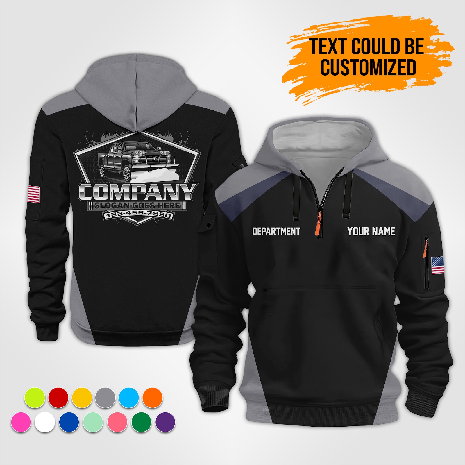 6079885-personalized-name-snow-plow-truck-service-3d-printed-quarter-zip-hoodie-op863-4.jpg Custom Snow Plow Truck Service 3D Printed Quarter - photo 4