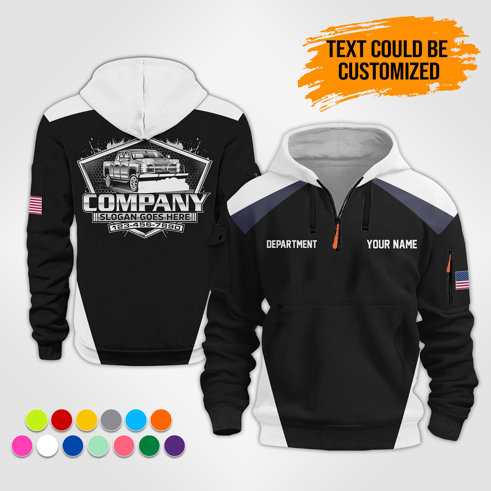 6079885-personalized-name-snow-plow-truck-service-3d-printed-quarter-zip-hoodie-op863-8.jpg Custom Snow Plow Truck Service 3D Printed Quarter - photo 8