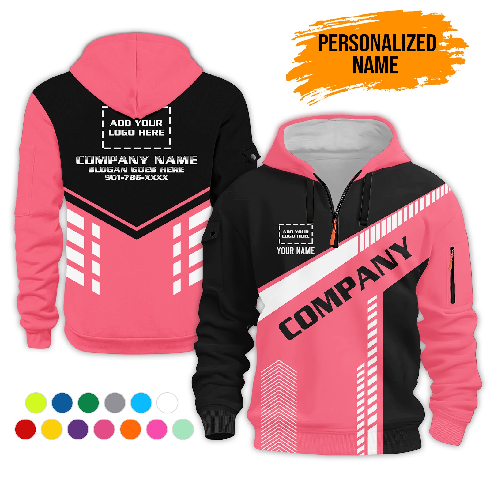 6079913-personalized-name-and-color-uniform-3d-quarter-zip-hoodie-pc447-11.jpg Custom Uniform 3D Quarter Zip Hoodie - photo 11