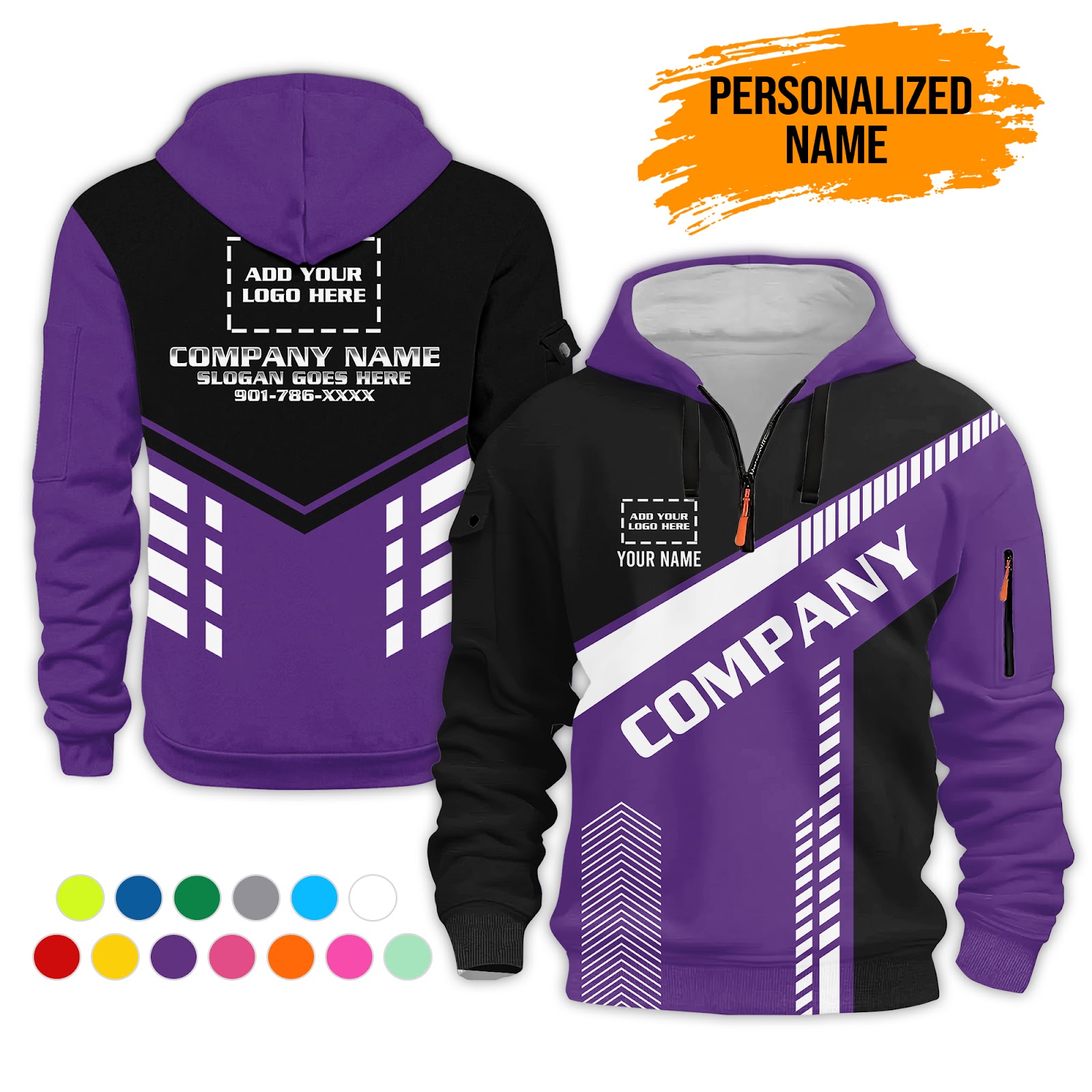 6079913-personalized-name-and-color-uniform-3d-quarter-zip-hoodie-pc447-13.jpg Custom Uniform 3D Quarter Zip Hoodie - photo 13