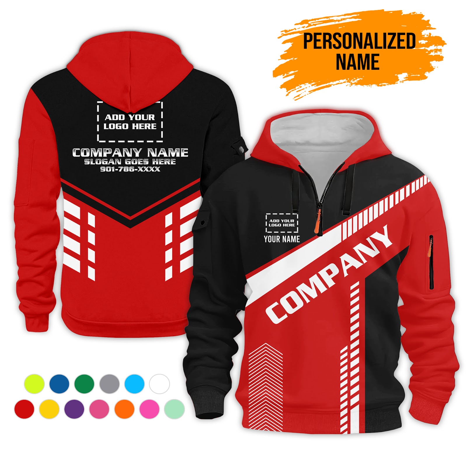 6079913-personalized-name-and-color-uniform-3d-quarter-zip-hoodie-pc447-2.jpg Custom Uniform 3D Quarter Zip Hoodie - photo 2