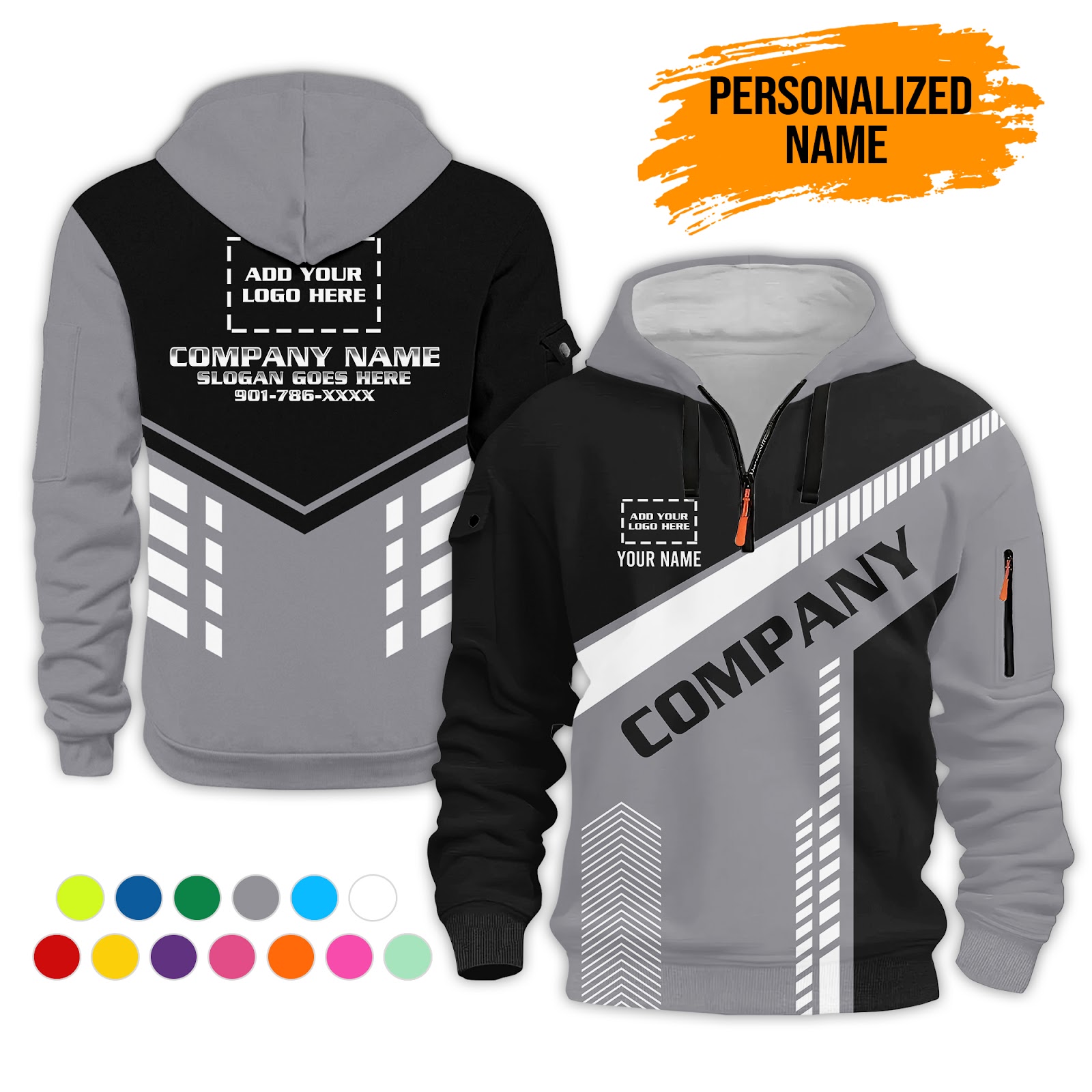 6079913-personalized-name-and-color-uniform-3d-quarter-zip-hoodie-pc447-4.jpg Custom Uniform 3D Quarter Zip Hoodie - photo 4