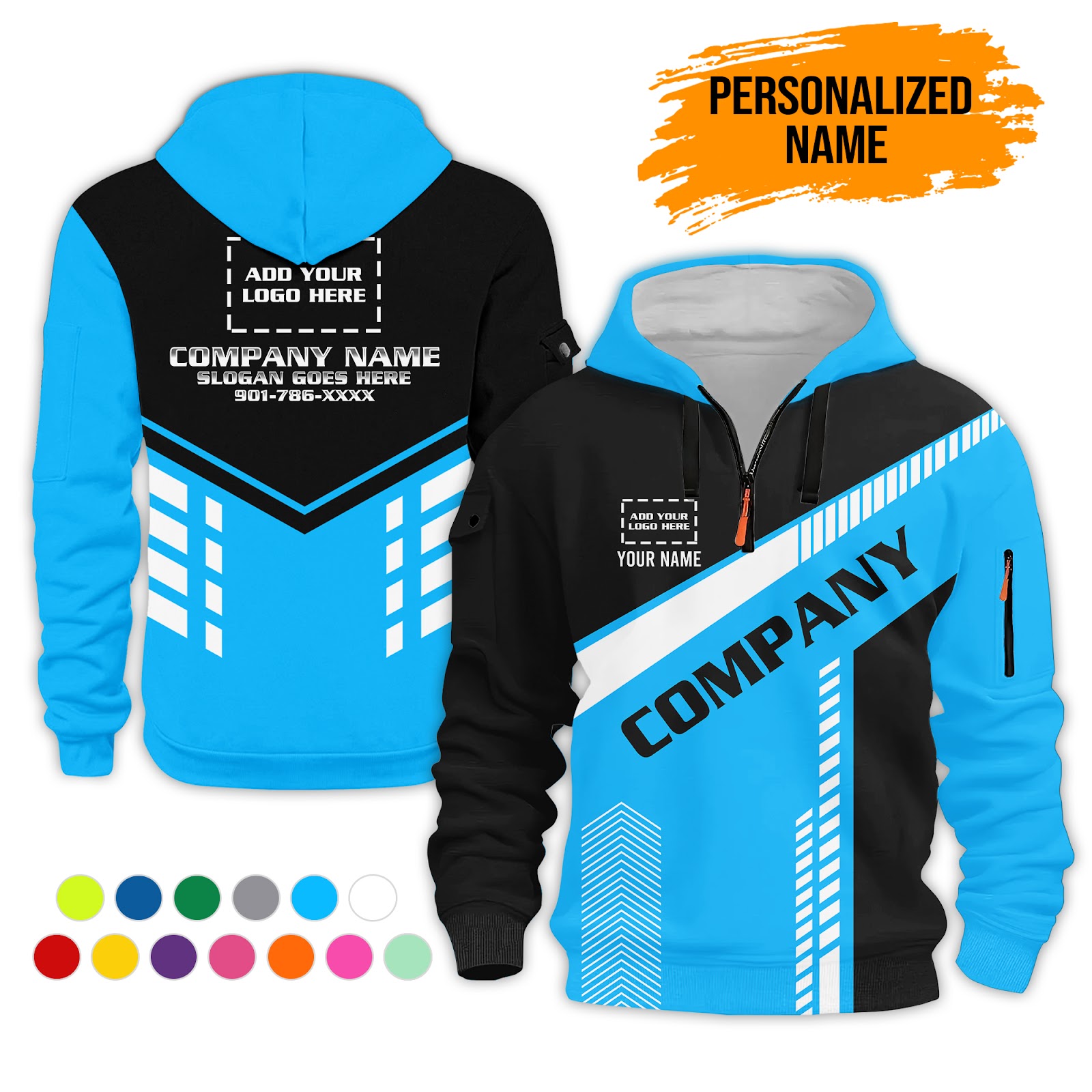 6079913-personalized-name-and-color-uniform-3d-quarter-zip-hoodie-pc447-5.jpg Custom Uniform 3D Quarter Zip Hoodie - photo 5