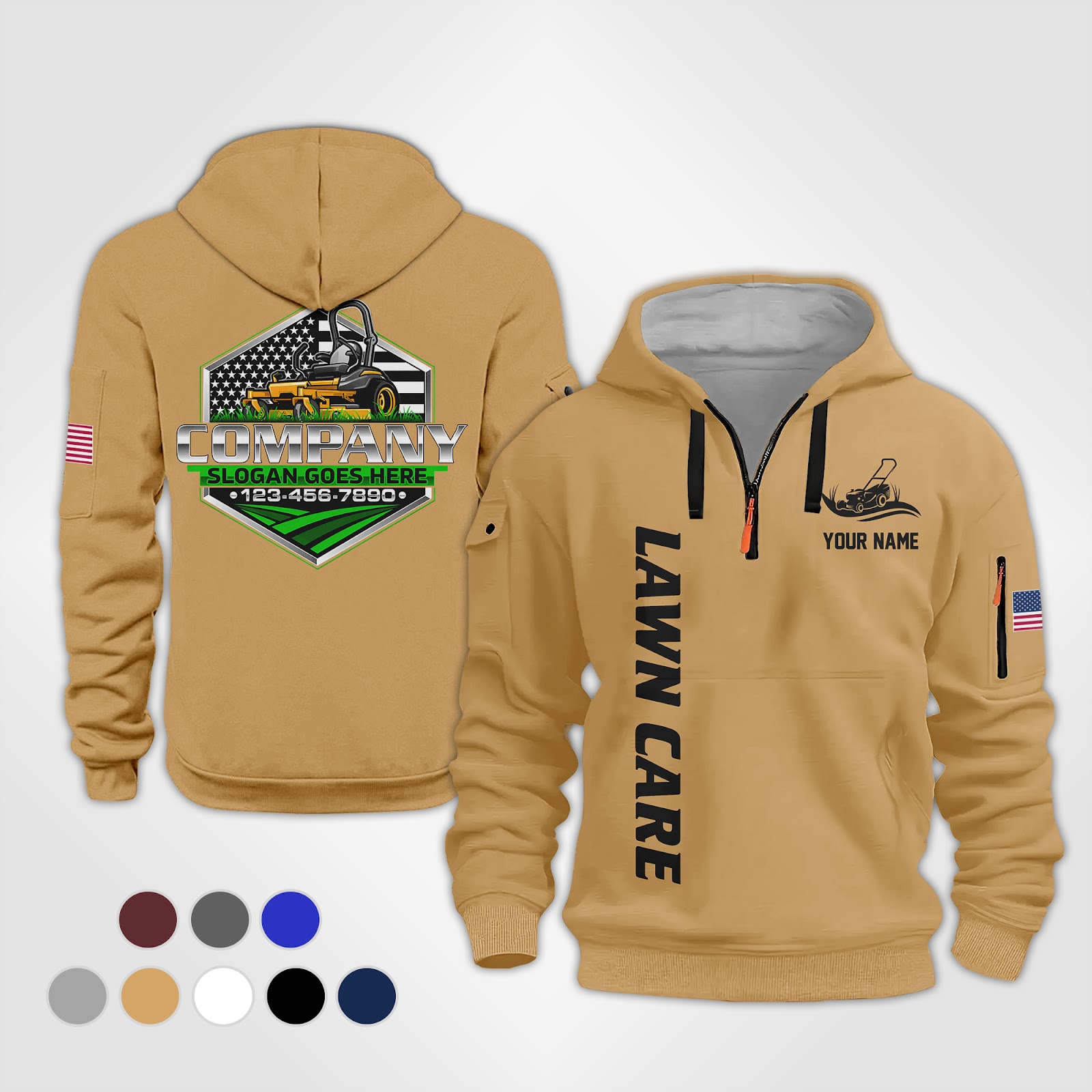 6081242-personalized-name-american-lawn-care-quarter-zip-hoodie-op866-3.jpg Custom American Lawn Care Quarter Zip Hoodie - photo 3