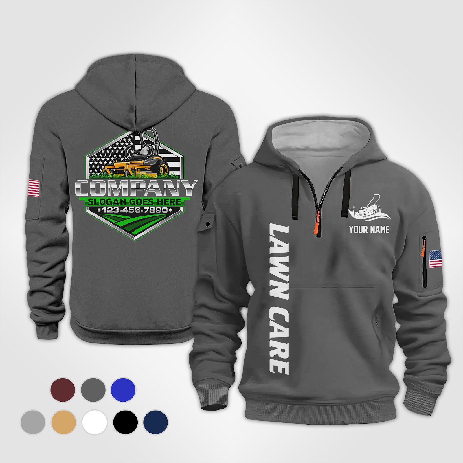6081242-personalized-name-american-lawn-care-quarter-zip-hoodie-op866-4.jpg Custom American Lawn Care Quarter Zip Hoodie - photo 4