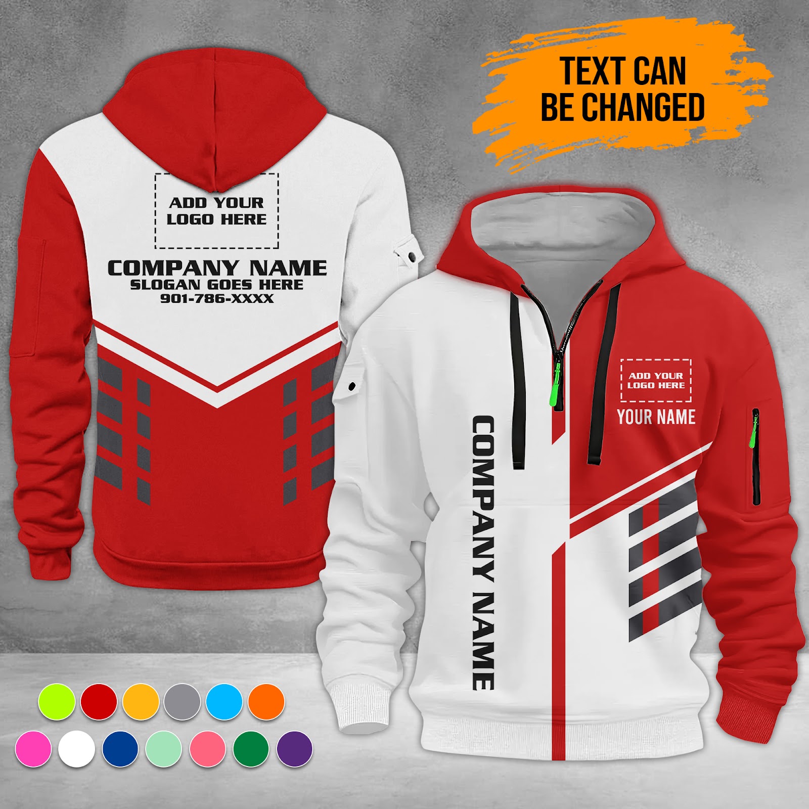 6085262-personalized-name-and-color-uniform-3d-quarter-zip-hoodie-zm479-2.jpg Custom Uniform 3D Quarter Zip Hoodie - photo 2