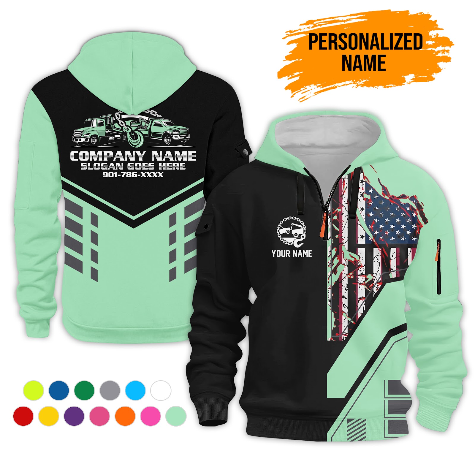 6085539-personalized-name-tow-truck-3d-printed-quarter-zip-hoodie-pc455-10.jpg Custom Tow Truck 3D Printed Quarter Zip Hoodie - photo 10