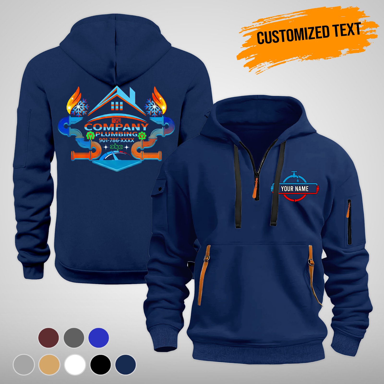 Custom Plumbing 2D Quarter Zip Hoodie