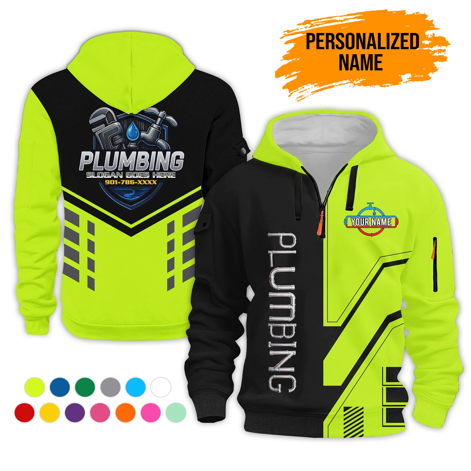 Custom Plumbing 3D Quarter Zip Hoodie