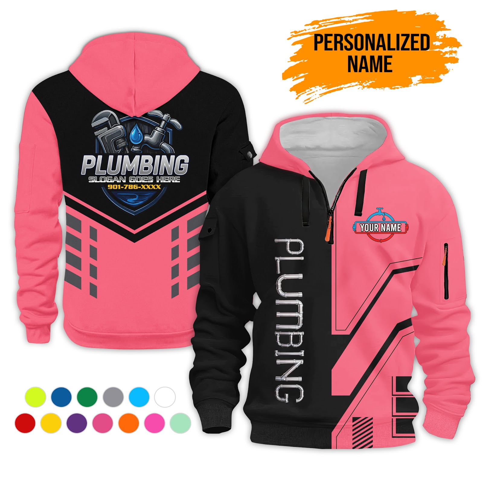 6150806-personalized-name-plumbing-3d-quarter-zip-hoodie-pc505-11.jpg Custom Plumbing 3D Quarter Zip Hoodie - photo 11