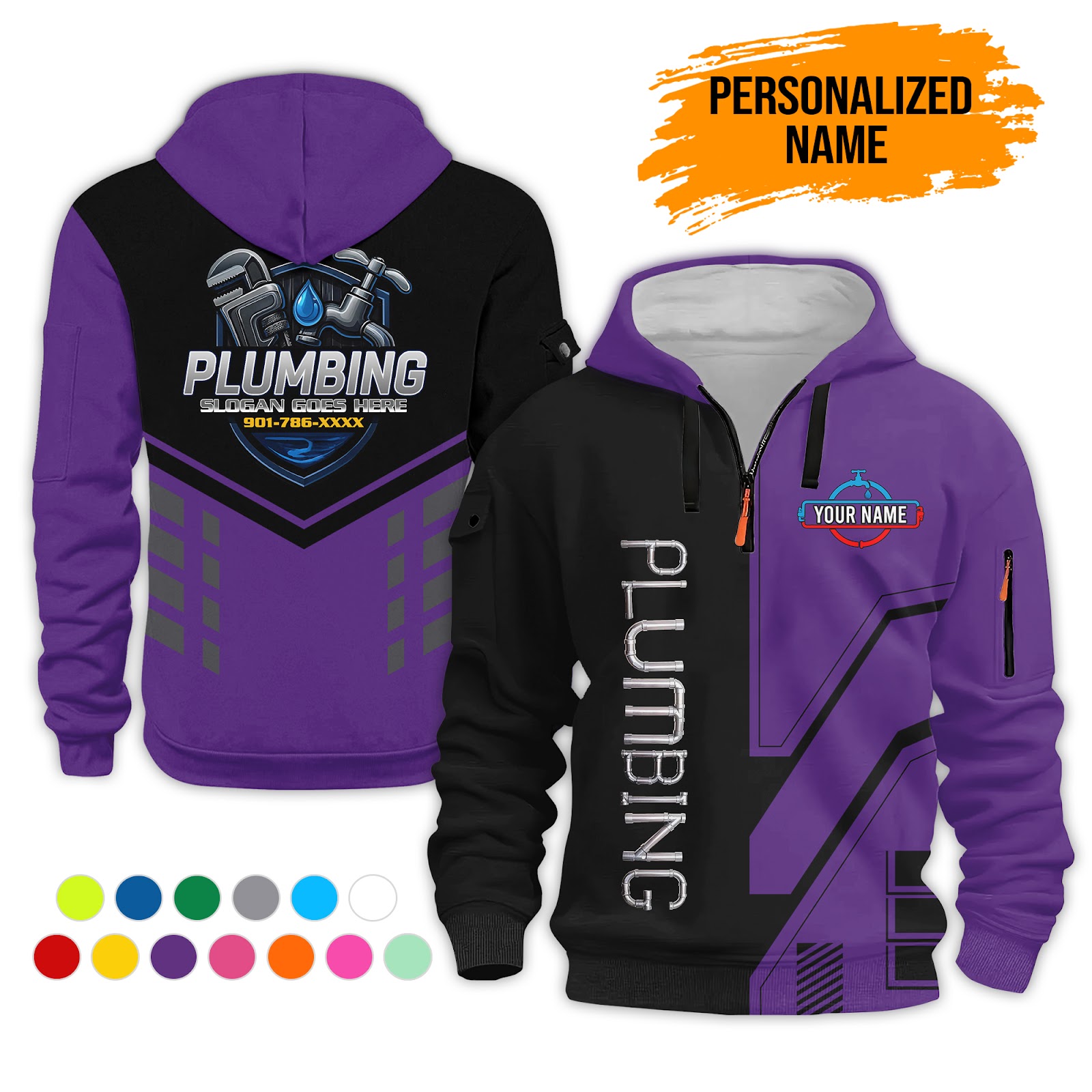 6150806-personalized-name-plumbing-3d-quarter-zip-hoodie-pc505-13.jpg Custom Plumbing 3D Quarter Zip Hoodie - photo 13