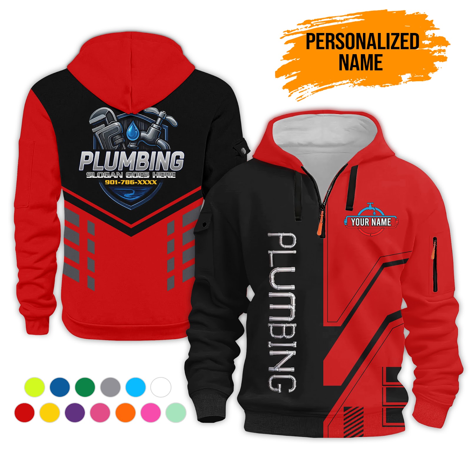 6150806-personalized-name-plumbing-3d-quarter-zip-hoodie-pc505-2.jpg Custom Plumbing 3D Quarter Zip Hoodie - photo 2