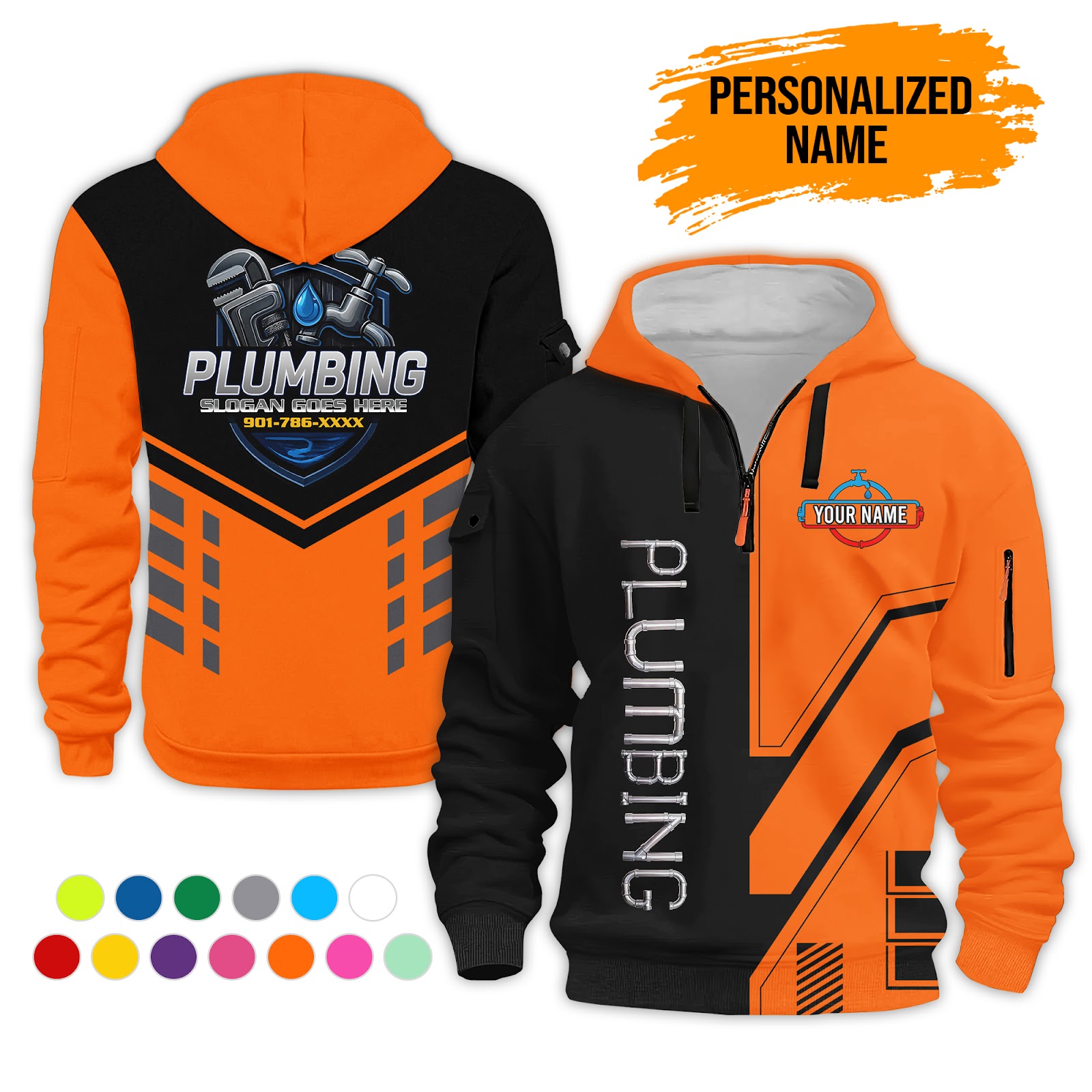 6150806-personalized-name-plumbing-3d-quarter-zip-hoodie-pc505-6.jpg Custom Plumbing 3D Quarter Zip Hoodie - photo 6