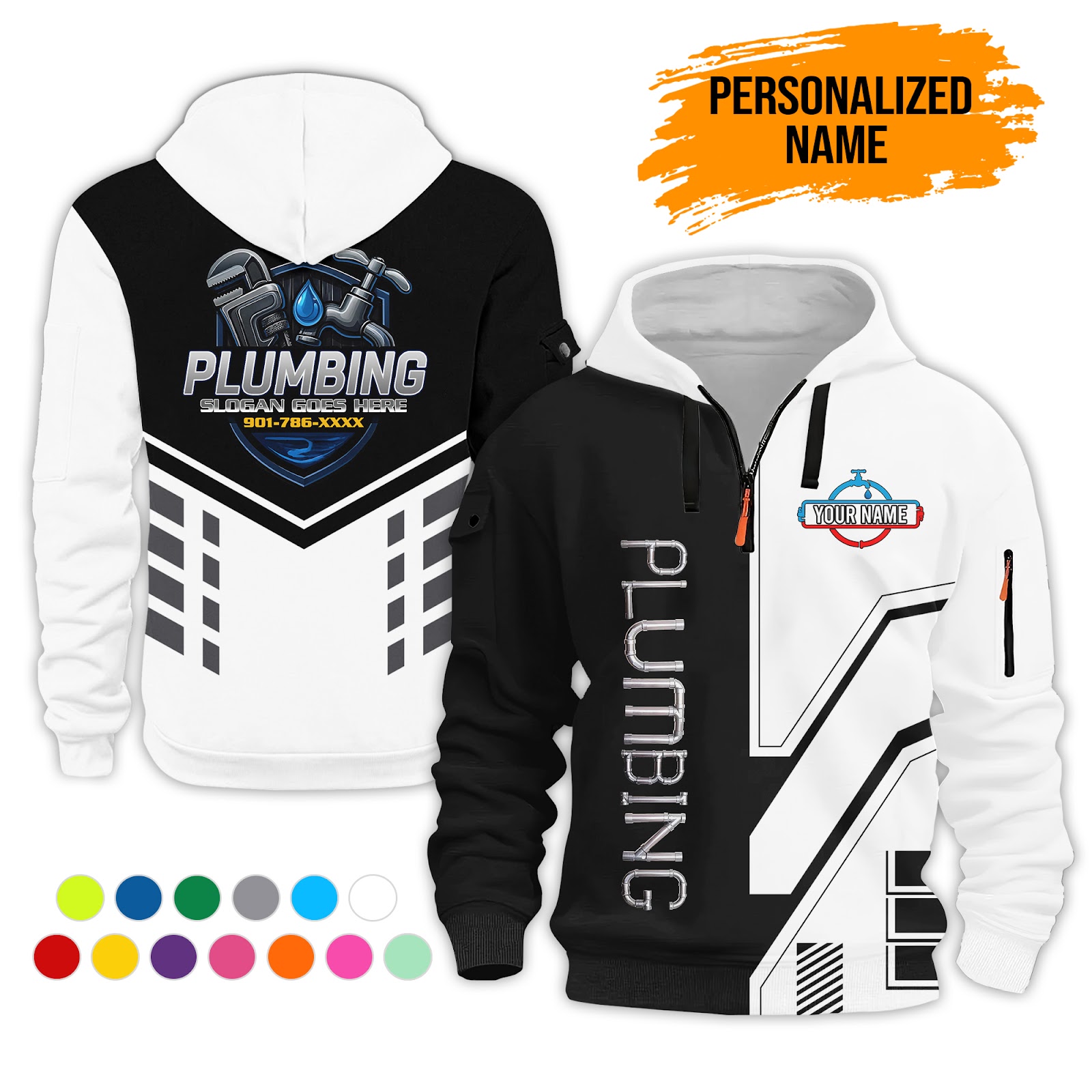 6150806-personalized-name-plumbing-3d-quarter-zip-hoodie-pc505-8.jpg Custom Plumbing 3D Quarter Zip Hoodie - photo 8