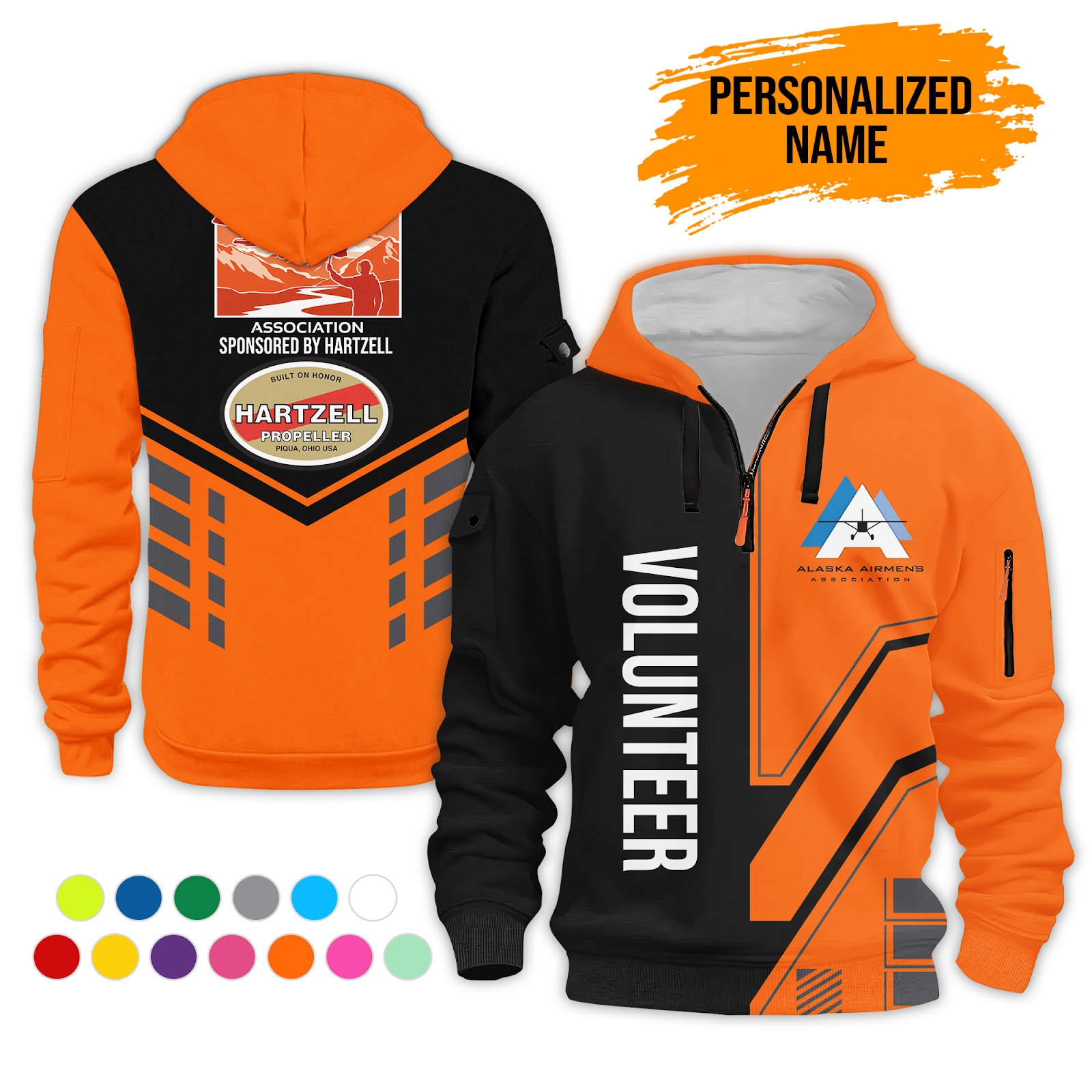 Custom uniform 3d quarter zip hoodie