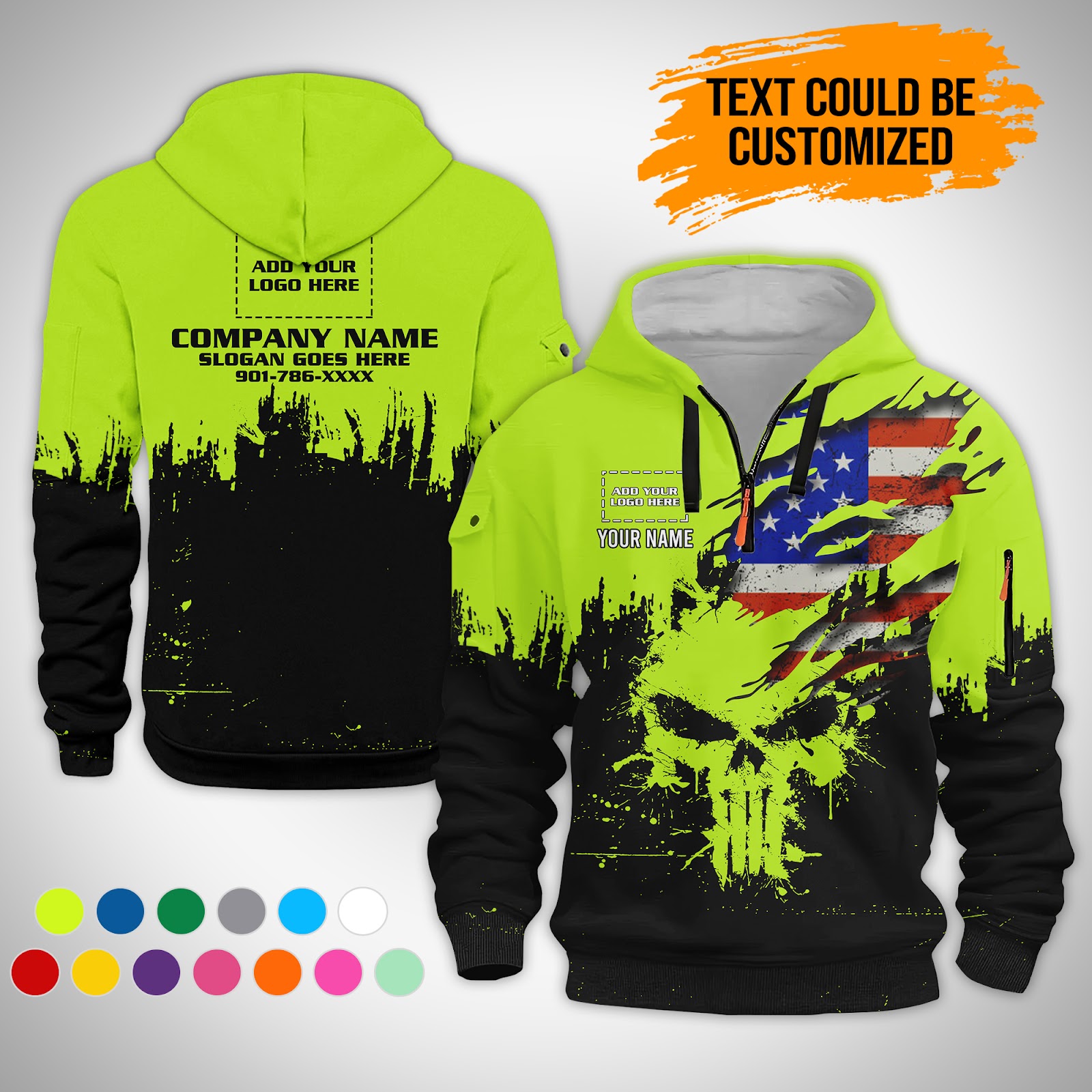 Custom Full Zip Work Hoodie – Company Logo,