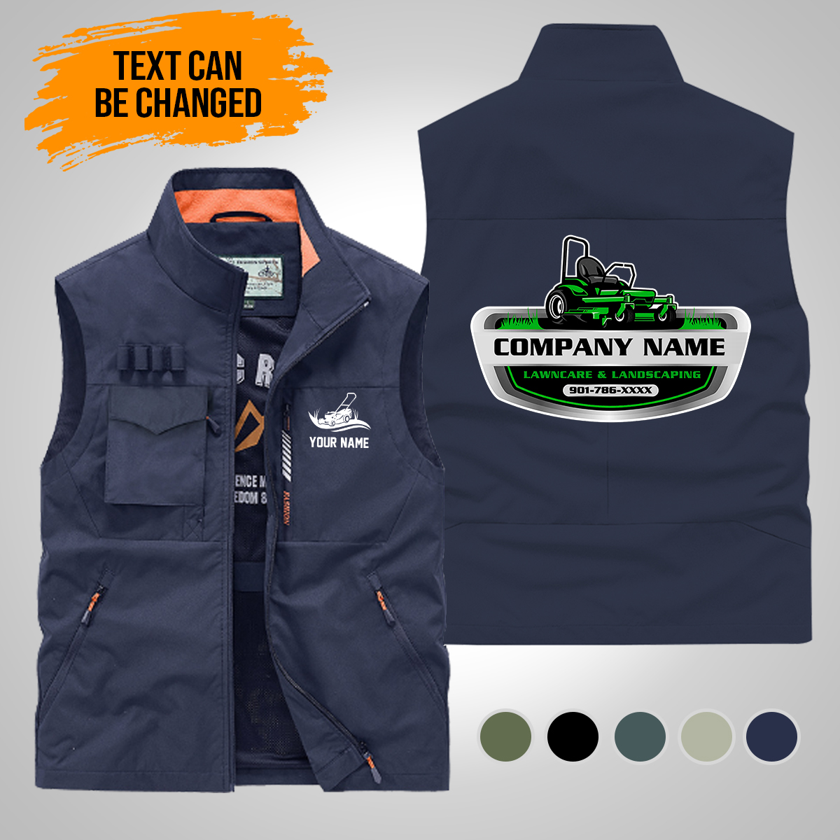 Custom Lawn Care Multi-Pocket Vest