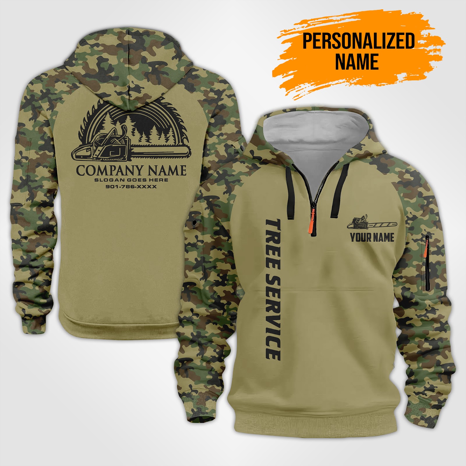 Custom Tree Service 3D Quarter Zip Hoodie