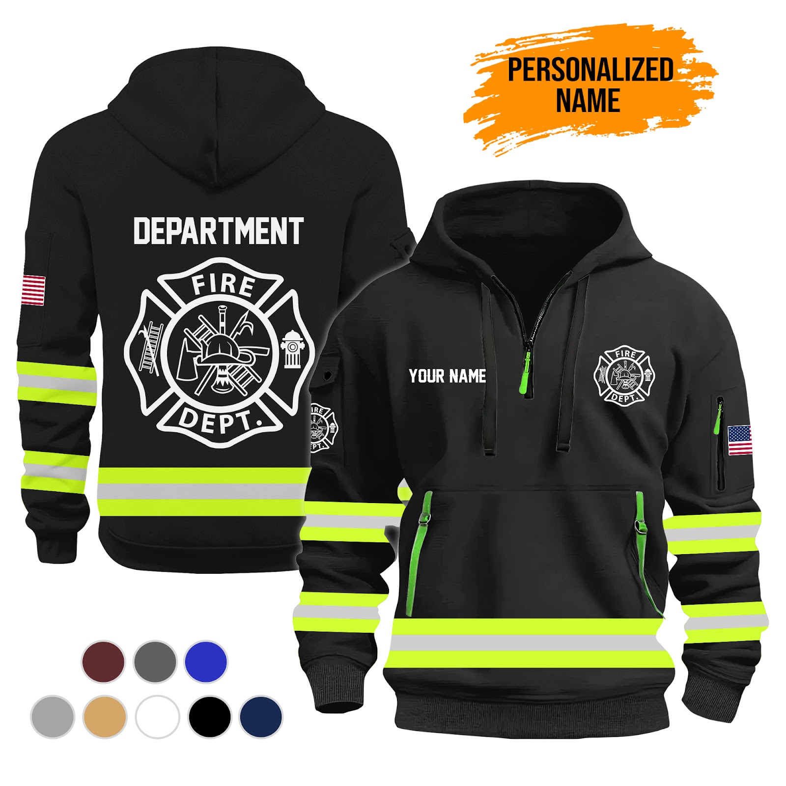 6228113-personalized-name-love-firefighter-3d-quarter-zip-hoodie-gl286-2.jpg Custom Love Firefighter 3D Quarter Zip Hoodie - photo 2