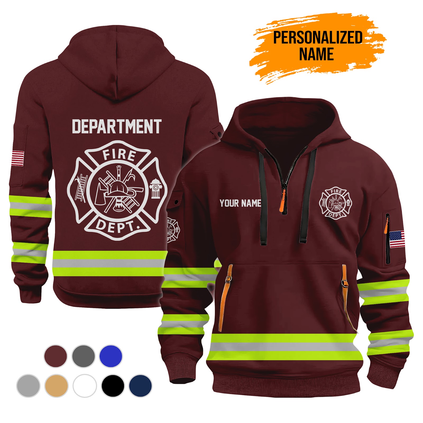 6228113-personalized-name-love-firefighter-3d-quarter-zip-hoodie-gl286-7.jpg Custom Love Firefighter 3D Quarter Zip Hoodie - photo 7
