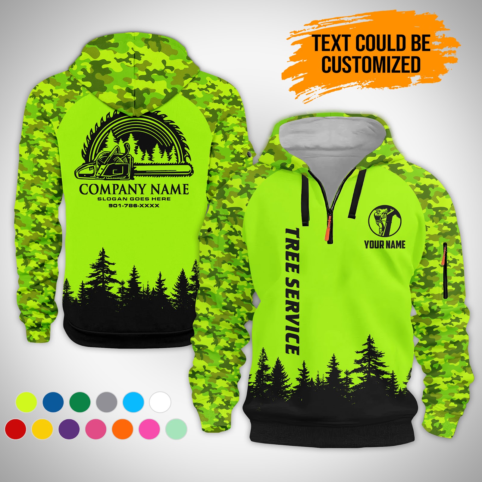 Personalized Name Arborist Tree Services 3D 3D Quarter Zip Hoodie GL389