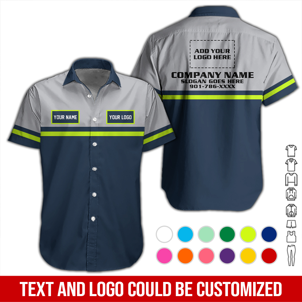 Custom Company Work Shirt with Name Patch & Logo – Personalized Name, Brand & Team Colors DA258