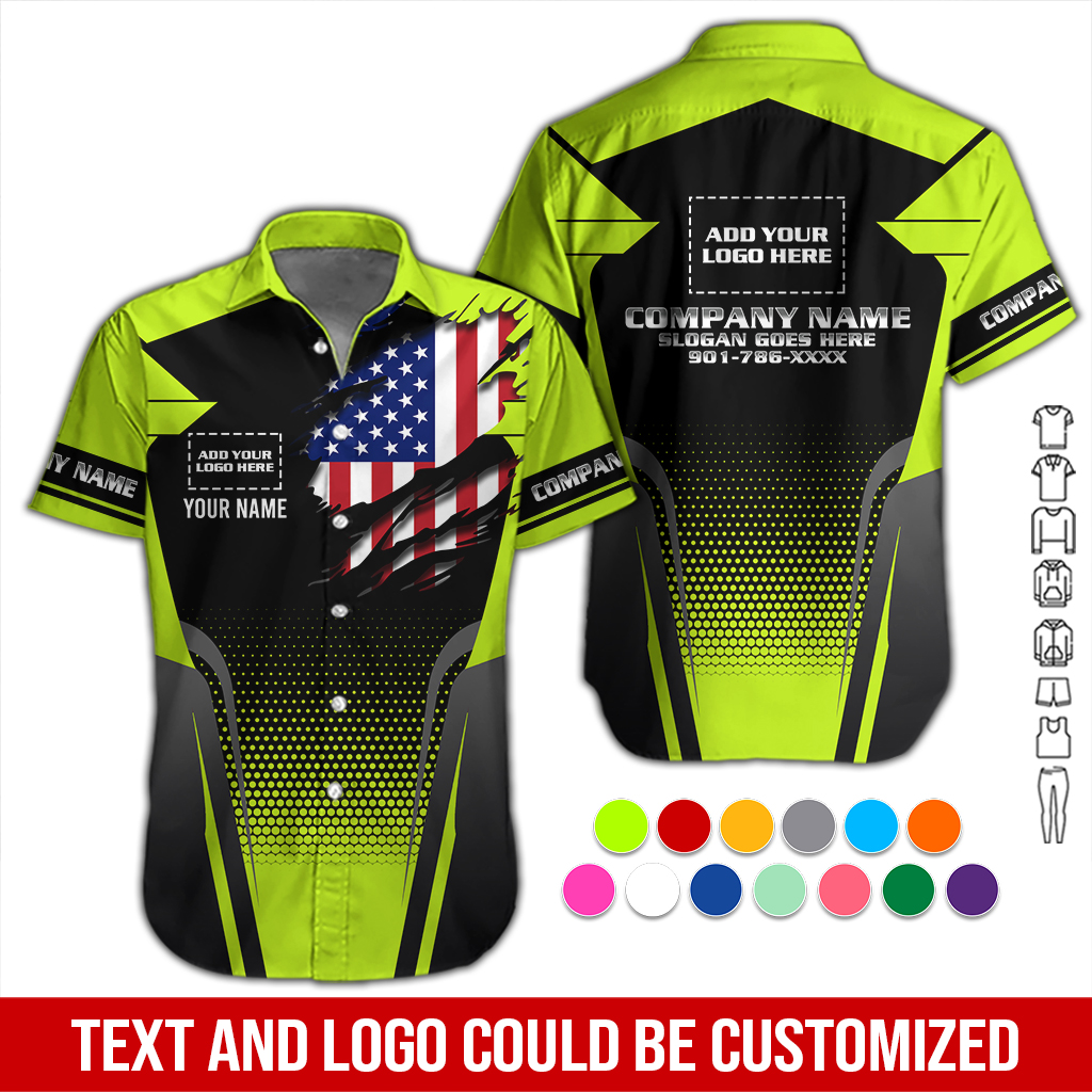 Custom Company Work Shirt with Name  & Logo – Personalized Name, Brand & Team Colors DA268