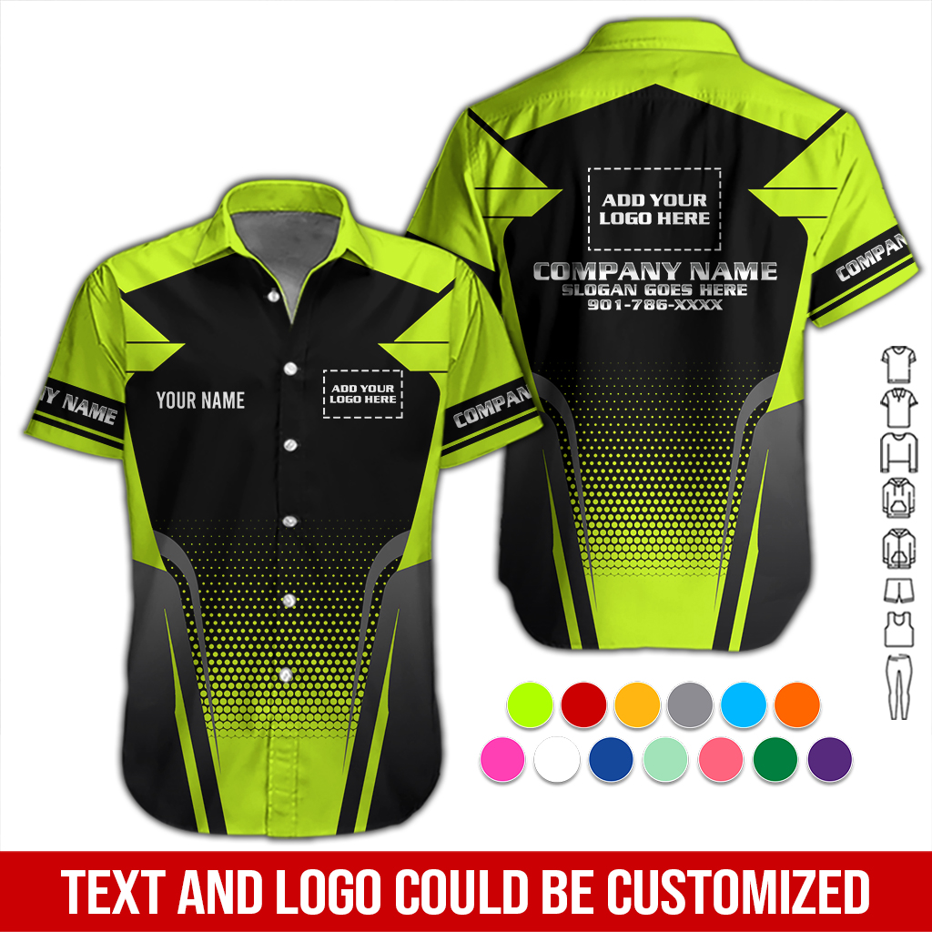 Custom Company Work Shirt with Name  & Logo – Personalized Name, Brand & Team Colors DA269