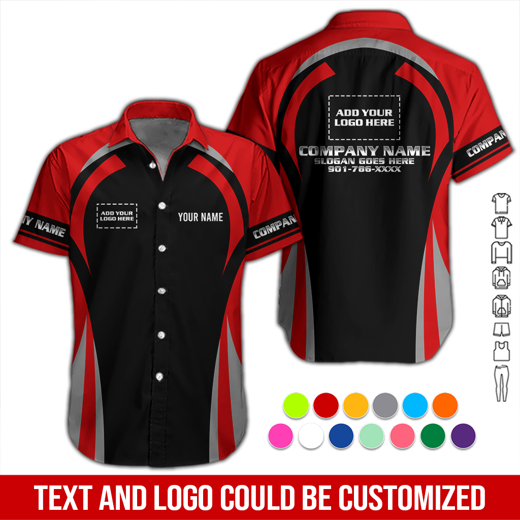 Custom Company Work Shirt with Name  & Logo – Personalized Name, Brand & Team Colors DA271