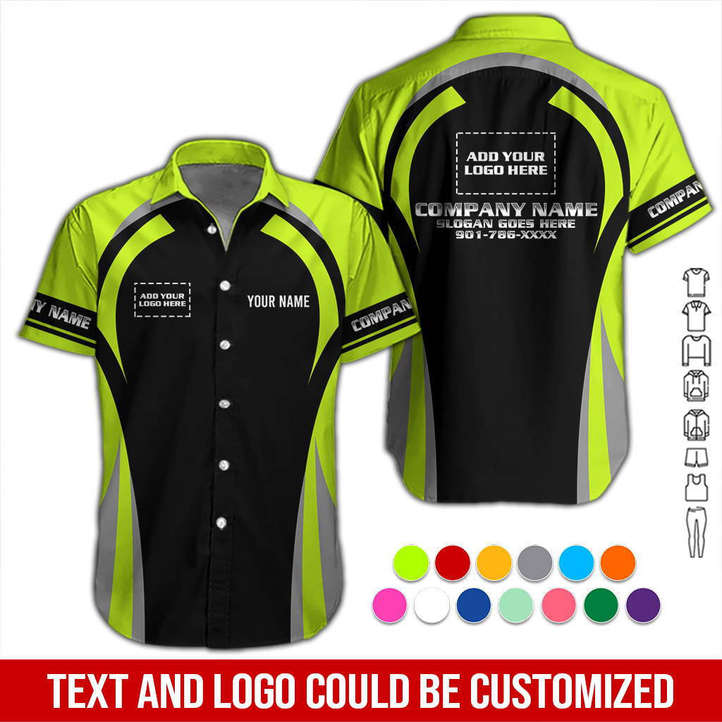 Custom Company Work Shirt with Name  & Logo – Personalized Name, Brand & Team Colors DA271