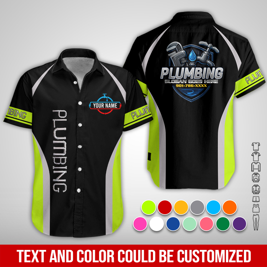 Custom Plumbing Work Shirt – Personalized Name, Logo & Hi-Vis Colors ZM720
